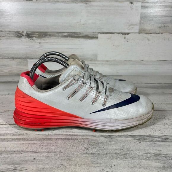 Nike Lunar Control 4 Golf Shoes White Black Crimson Mens Size 8 Wide‎ - Picture 1 of 9
